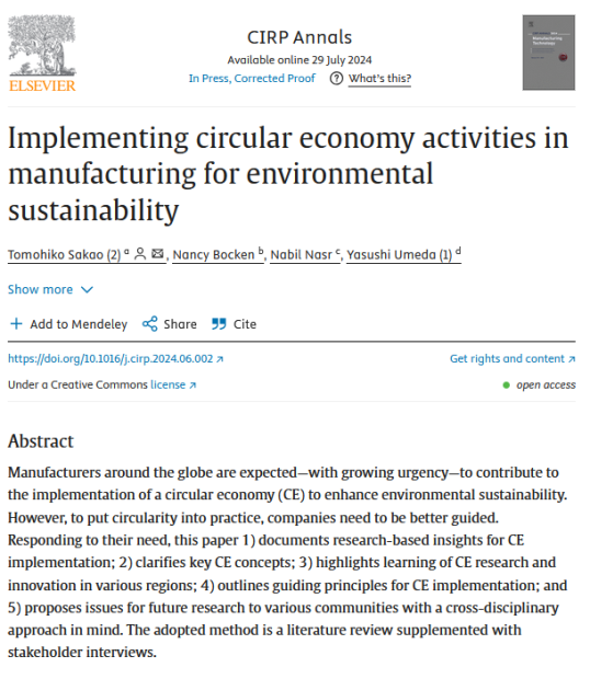 New publication on implementing circular economy in manufacturing ...